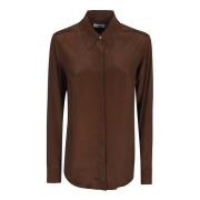 Dries Van Noten Lyxig Brun Silkeblandning Skjorta Brown, Dam