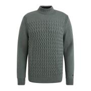 Cast Iron Boucle Bomullsblandning Mock Neck Tröja Gray, Herr