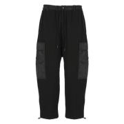 Junya Watanabe Svarta bomullsbyxor med elastisk midja Black, Herr