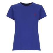 Ralph Lauren Blå Bomull T-shirt med Ikonisk Pony Blue, Dam