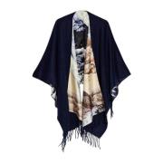 Salvatore Ferragamo Vändbar Poncho Blue, Dam