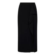 P.a.r.o.s.h. Svart Ull Cashmere Stickad Midi Kjol Black, Dam