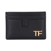 Tom Ford Svart Läderkorthållare Snygg Plånbok Black, Herr