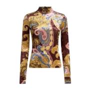 Etro Chenille Paisley Print Top Multicolor, Dam