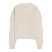 Laneus Crop crewneck mjölktröja med förstörd effekt Beige, Dam