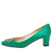 Manolo Blahnik Pre-owned Pre-owned Satin klackskor Green, Dam