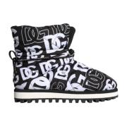 Dolce & Gabbana Svart Logo Nylon Mid Calf Stövlar Multicolor, Herr