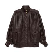 Zimmermann Bomber Oversize Läderjacka Brown, Dam