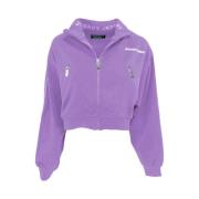 Charles Design Sportig Zip Jacket med Logo Print Purple, Dam