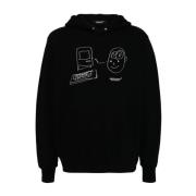 Undercover Svart Oversize Hoodie med Frontbroderi Black, Herr