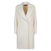 Max Mara Studio Alpacka Ull Revers Kappa White, Dam