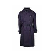 Aquascutum Blå Bomulls Trenchcoat med Dubbelknäppning Blue, Herr