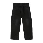 Balenciaga Svarta Bomull Ripstop Dragsko Byxor Black, Herr