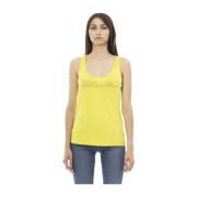 Just Cavalli Ärmlös tanktopp för kvinnor med strasslogo Yellow, Dam