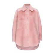 Pinko Faux-Fur Spread Krage Jacka Pink, Dam