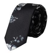 Dolce & Gabbana Svart sidenslips med blommönster Black, Herr