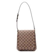 Louis Vuitton Vintage Pre-owned Belagd canvas axelremsvskor Brown, Dam