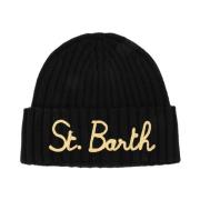 MC2 Saint Barth Stickad Beanie med Ikoniskt Logotyp Black, Dam