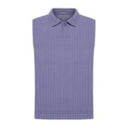 Issey Miyake Ärmlös veckad polotröja Purple, Herr