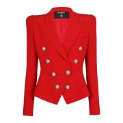 Balmain Smal passform crepejacka Red, Dam