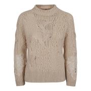 Ermanno Scervino Vit Ullblandning Top Aw24 Beige, Dam