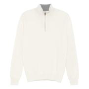 Corneliani Lyxig Ull/Kashmir Half-Zip Stickat Beige, Herr