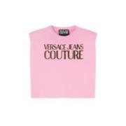 Versace Jeans Couture Ärmlös Rosa Topp med Vadderade Axlar Pink, Dam