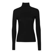 P.a.r.o.s.h. Svart ull turtleneck tröja Black, Dam