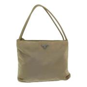 Prada Vintage Pre-owned Tyg axelremsvskor Beige, Dam