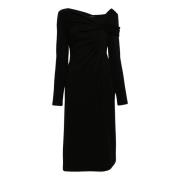 Alberta Ferretti Svart Asymmetrisk Midi Klänning Black, Dam