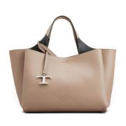 Tod's Beige Läderhandväska med T Timeless Tillbehör Beige, Dam