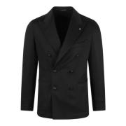 Tagliatore Dubbelknäppt Cashmere Blazer Black, Herr