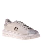 Baldinini Trainers in vanilla leather with glitter Multicolor, Dam