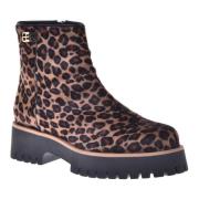 Baldinini Combat boots in leopard-print pony skin Multicolor, Dam