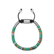 Nialaya Men's Beaded Bracelet with Green Disc Beads Gray, Herr