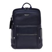 Baldinini Backpack in blue calfskin and nylon Blue, Herr