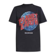 Balenciaga T-shirt med tryck Gray, Dam