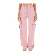 Msgm Cargo Jeans Vid Byxor Kvinnor Pink, Dam