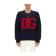 Dolce & Gabbana Logo Jersey Stickat för Män Black, Herr