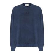 My Essential Wardrobe Broderad Logosweatshirt Mörkblå Blue, Dam