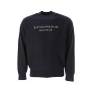 Armani Marinblå Logo Sweatshirt Herr Blue, Herr