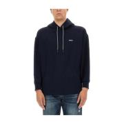 Boss Logo Sweatshirt, Bekväm och Snygg Blue, Herr