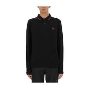 Fred Perry Polo med logotyp Regular Fit Bomull Black, Herr