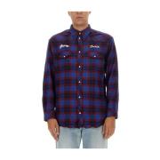 Kenzo Logo Western Casual Skjorta Blue, Herr