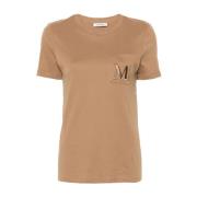 Max Mara Broderad Logga Beige T-shirt Beige, Dam