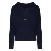 Pinko Navy V-ringad Stickad Tröja Sweater Blue, Dam