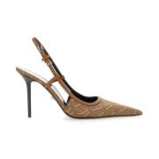 Versace Logo Print Pumps Beige, Dam