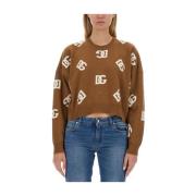 Dolce & Gabbana Lyxigt Logo Stickat plagg Beige, Dam