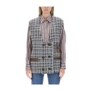 Etro Mysig Houndstooth Oversized Vest Multicolor, Dam