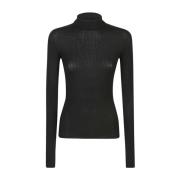 Sportmax Svart Turtleneck Stickat för Kvinnor Black, Dam